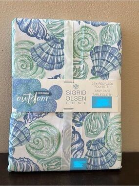 Sigrid Olsen Tablecloth Nautical Ocean Themed  Shells 60”x84”